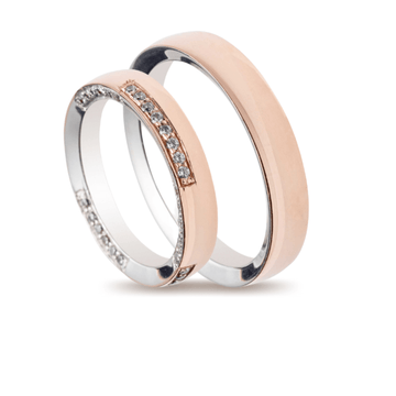 Βέρες Σετ Ροζ Χρυσές Λευκόχρυσες Λουστράτες με Ζιργκόν MASCHIO FEMMINA TMF-50 - themelidisjewels